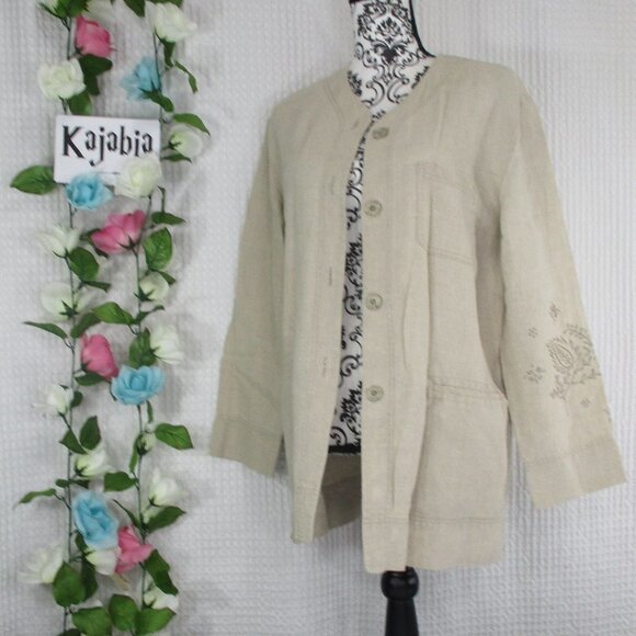 J. JILL Linen Embroidered Blazer Size Small - Picture 1 of 9